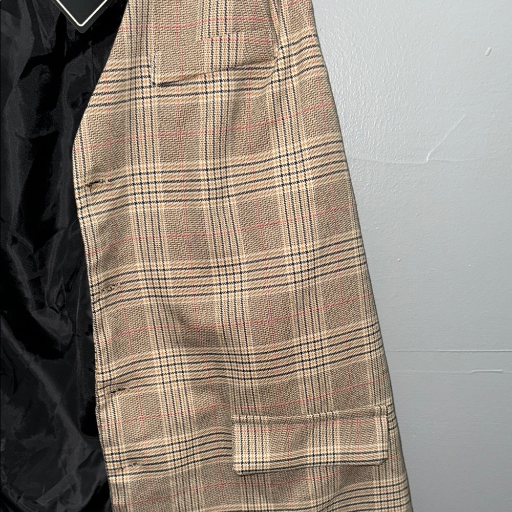 WHATLEES Men’s Plaid Suit Vest - Khaki/Brown Check - Size XL - Picture 6 of 7